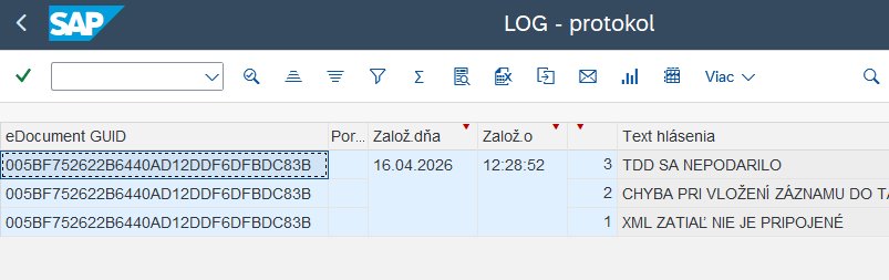 SAP LOG protokol — kroková história udalostí pre každý eDocument